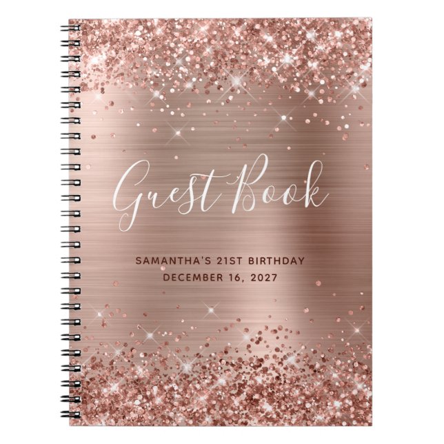 Caderno Espiral Guestbook com aniversário de 21 anos moderno Doura (Frente)
