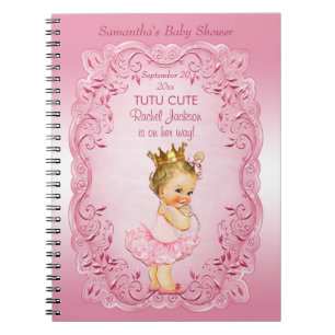 Caderno Espiral Guestbook cor-de-rosa bonito da princesa chá de