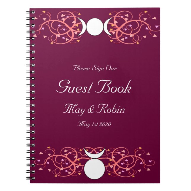 Caderno Espiral Guestbook da recepção de casamento de Wiccan do (Frente)