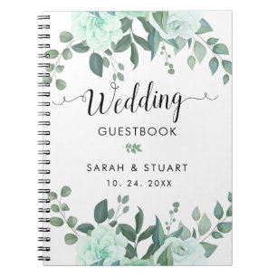 Caderno Espiral Guestbook de Casamento das Flores Greenery