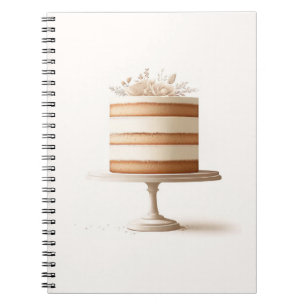 Caderno Espiral Guestbook de Casamento de Bolo Floral Branco Elega