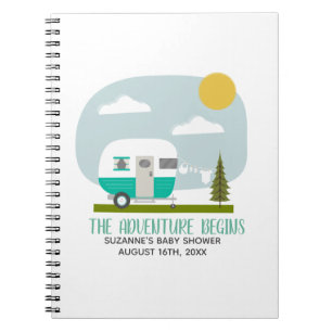 Caderno Espiral Guestbook de Chá de fraldas de Turquoise Adventur