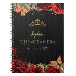 Caderno Espiral Guestbook de Lace Dourado Negro do Rosa vermelha Q