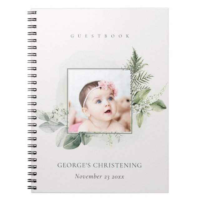 Caderno Espiral Guestbook de Natal da Fauna Eucalyptus Fern (Frente)