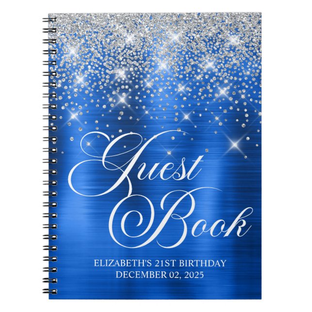 Caderno Espiral Guestbook de rua Real Azul 21 de Prata Chic (Frente)
