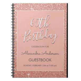 Caderno Espiral Guestbook do aniversário do brilho Dourado