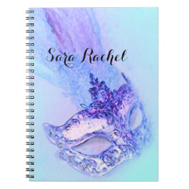 Caderno Espiral Guestbook Elegante Mascarada Azul e Roxo