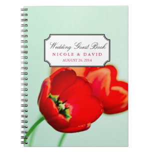 Caderno Espiral Guestbook floral do casamento do bokeh da hortelã