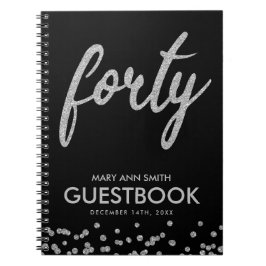 Caderno Espiral Guestbook Silver Black "Quarenta" 40 Aniversário G