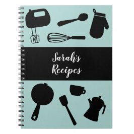 Caderno Espiral Guia de receitas de utensílios de cozinhar minimal