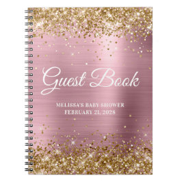 Caderno Espiral Guia do Chá de fraldas da Rosa claro Glitter Doura