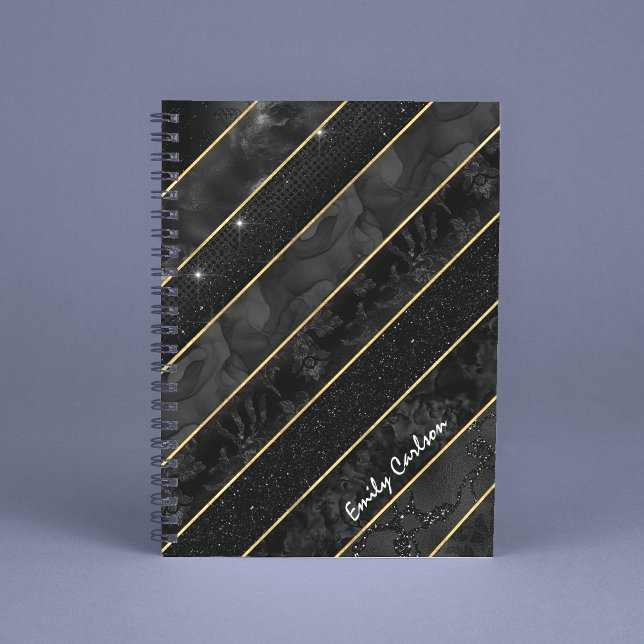 Caderno Espiral Guia geométrico da gliteria de ouro preto Elegante (Criador carregado)