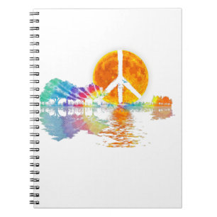 Caderno Espiral Guitar-lago Shadow Peace Love Guitar Hippie