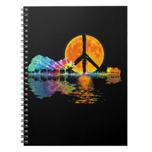 Caderno Espiral Guitar-lago Shadow Peace Love Guitar Hippie