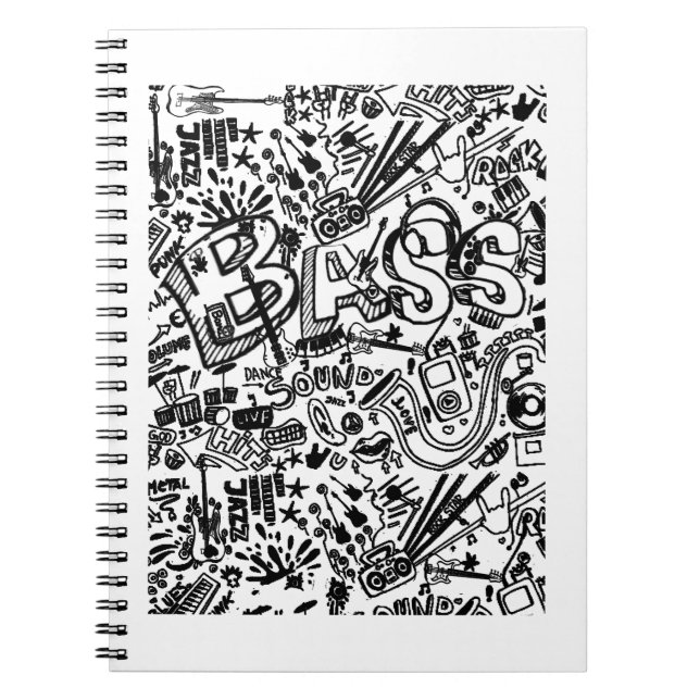 Caderno Espiral Guitar Lover | Presente de Padrão de Violão (Frente)