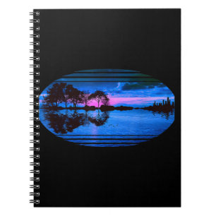 Caderno Espiral Guitar Sunset Sky Trees, Reflexão da Cidade do La