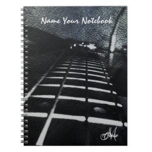 Caderno Espiral Guitarra baixa do Grunge de couro preto