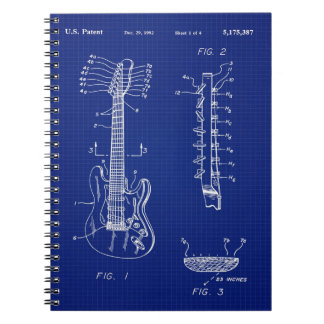 Caderno Espiral Guitarra Blueprint 1992 - Bonito Presente do Lover