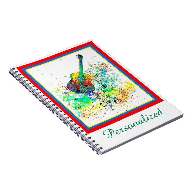 Caderno Espiral Guitarra Personalizada e Cordas Splatter (Lado Direito)