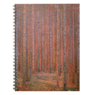 Caderno Espiral Gustav Klimt Fir Forest Tannenwald árvores vermel