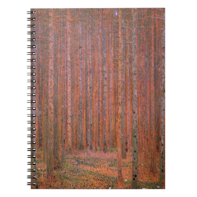 Caderno Espiral Gustav Klimt Fir Forest Tannenwald árvores vermelh (Frente)