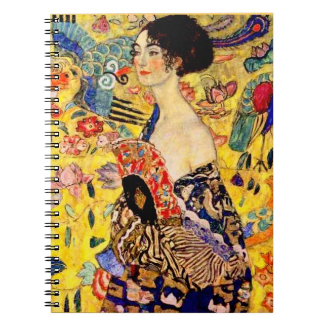 Caderno Espiral Gustav Klimt Lady com ventilador (Frente)