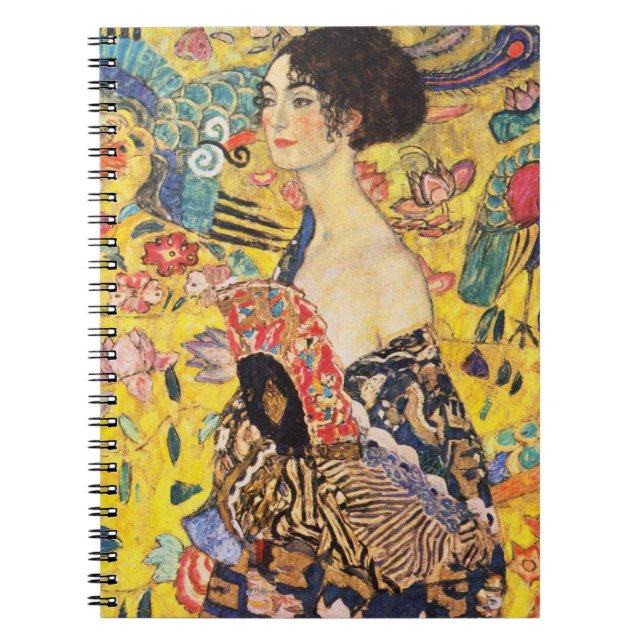Caderno Espiral Gustav Klimt Lady with Fan (Frente)