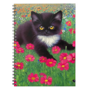 Caderno Espiral Gustav Klimt Tuxedo Cat