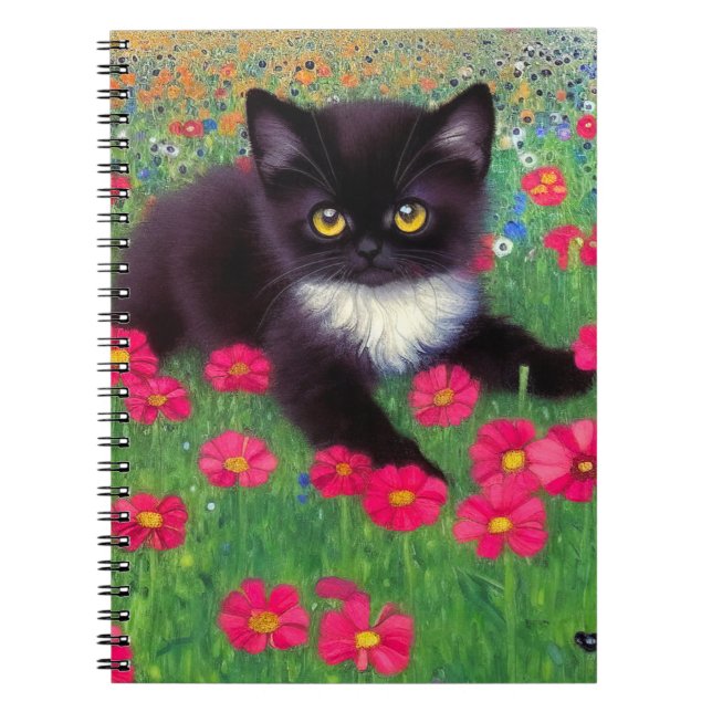 Caderno Espiral Gustav Klimt Tuxedo Cat (Frente)
