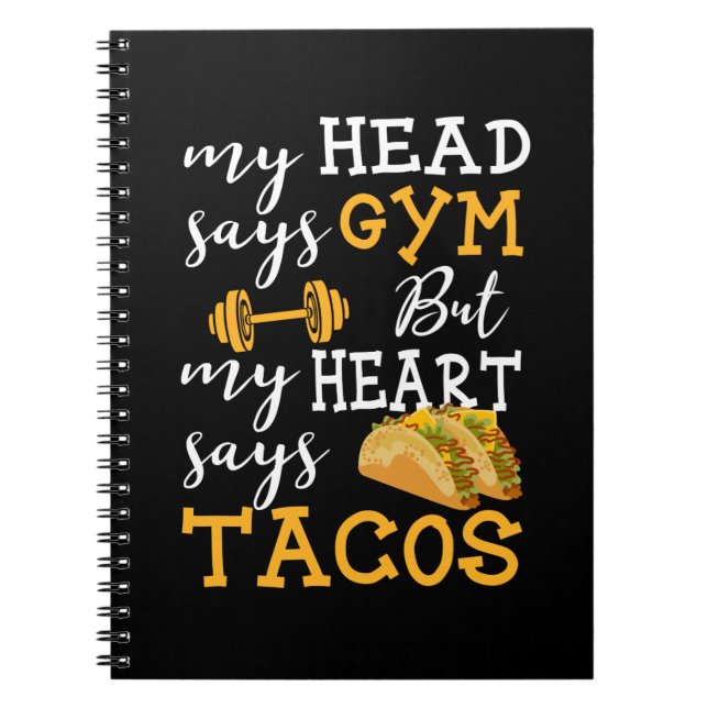 Caderno Espiral Gym vs Tacos - Engraçado Novelty Workout (Frente)