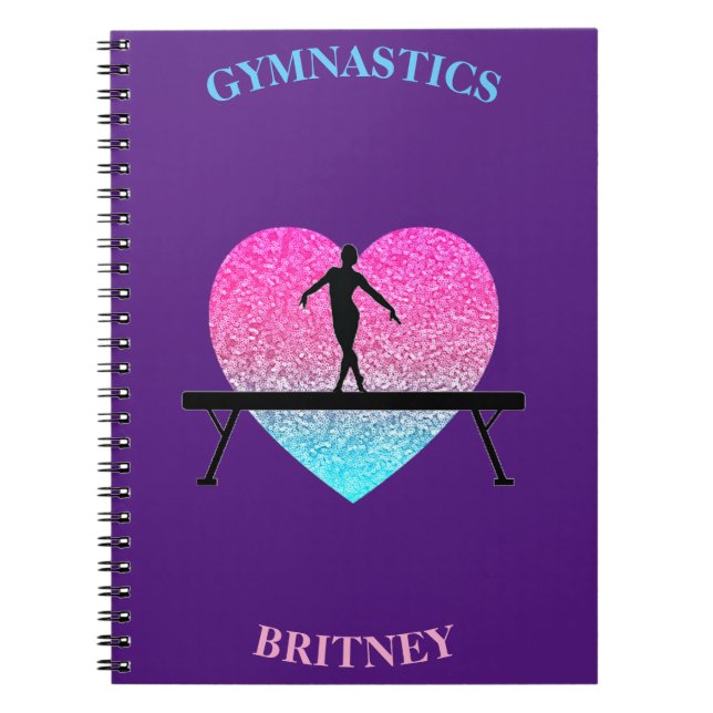 Caderno Espiral Gymnastics Beam Sparkle Heart Purple   (Frente)