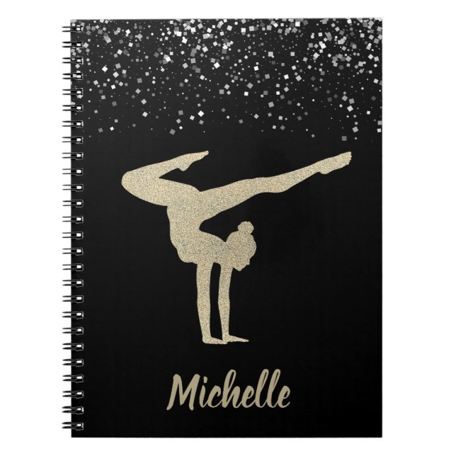 Caderno Espiral Gymnastics Dourado Glitter (Frente)