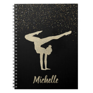 Caderno Espiral Gymnastics Dourado Glitter