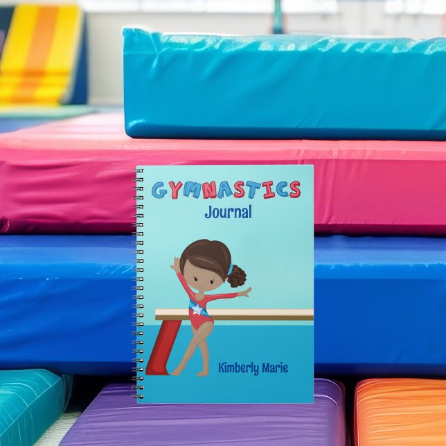 Caderno Espiral Gymnastics Girl, uma garota de ginástica africana, (Criador carregado)