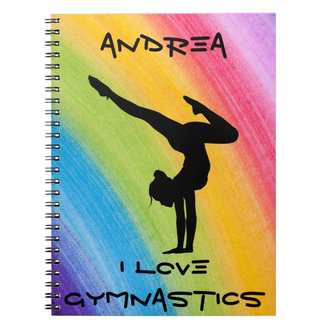 Caderno Espiral Gymnastics Manipula O Arco-Íris Funky Sketch Font (Frente)
