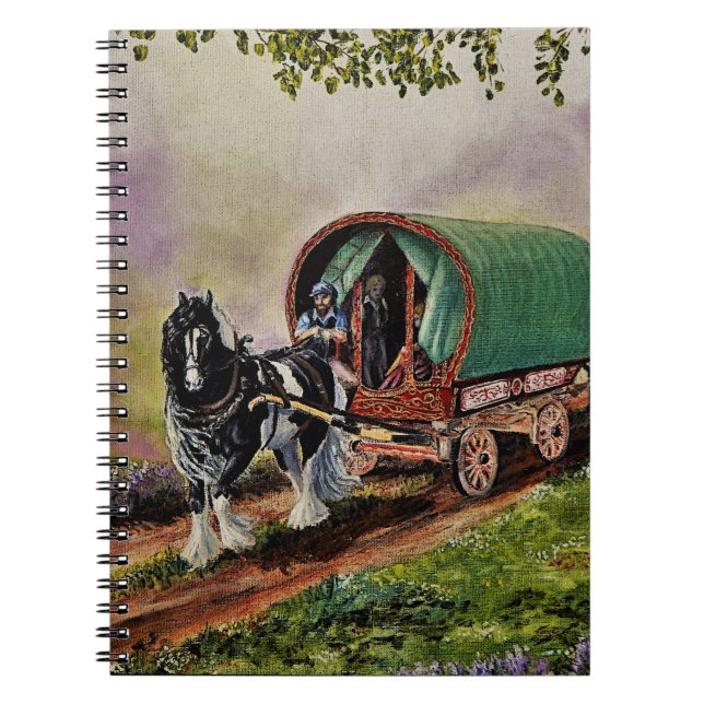 Caderno Espiral Gypsy Vanner cavalo irlandês Caravan (Frente)