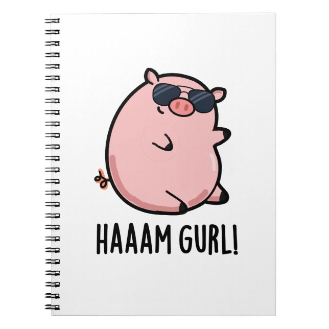 Caderno Espiral Haaaam Gurl Funny Pig Pun (Frente)