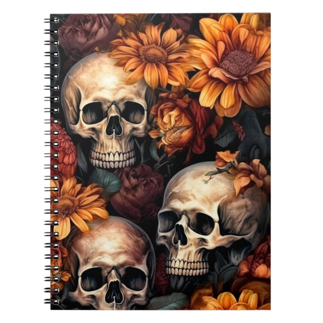 Caderno Espiral Habilidades 3D e Flores de Outono (Frente)
