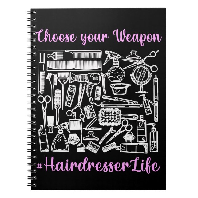 Caderno Espiral Hairdresser Equipamento Engraçado Stylist (Frente)