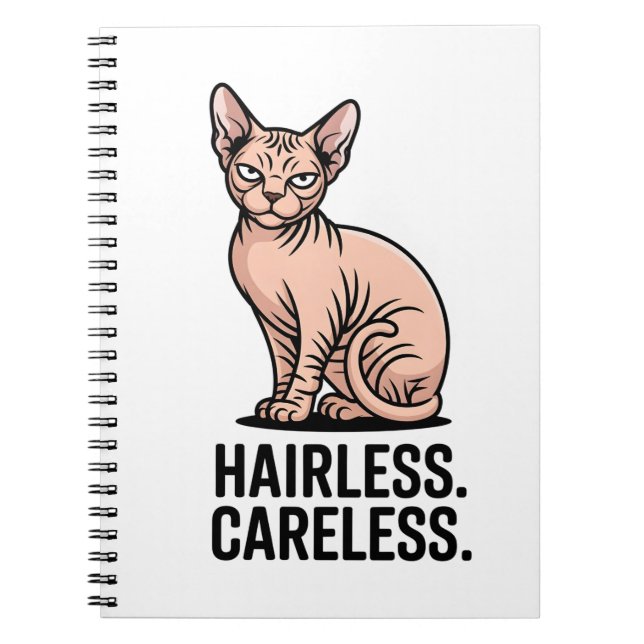 Caderno Espiral Hairless Careless Sphynx Cat Attitude Art (Frente)