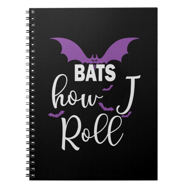 Caderno Espiral Halloween Bats How I Roll Birthday (Frente)