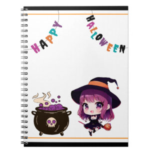 Caderno Espiral Halloween/bruxa/outono/outubro