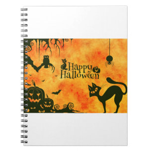 Caderno Espiral Halloween Cat Scary Surreal A Atmosfera
