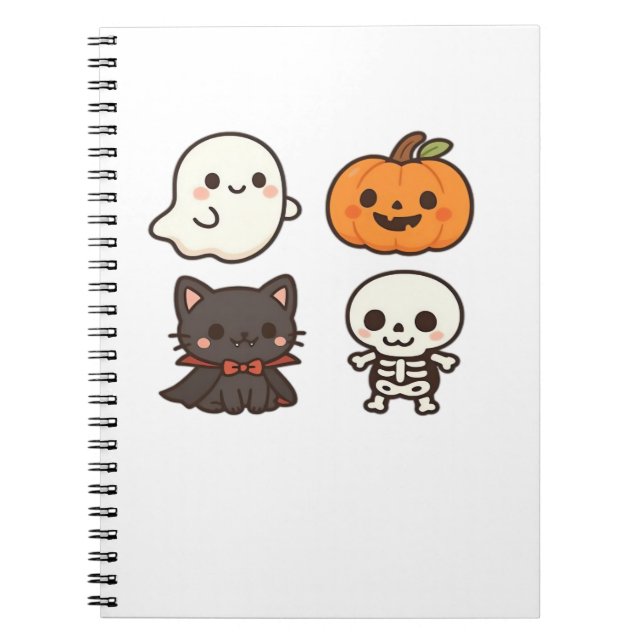 Caderno Espiral Halloween Characters � Ghost, Pumpkin, Black Cat & (Frente)