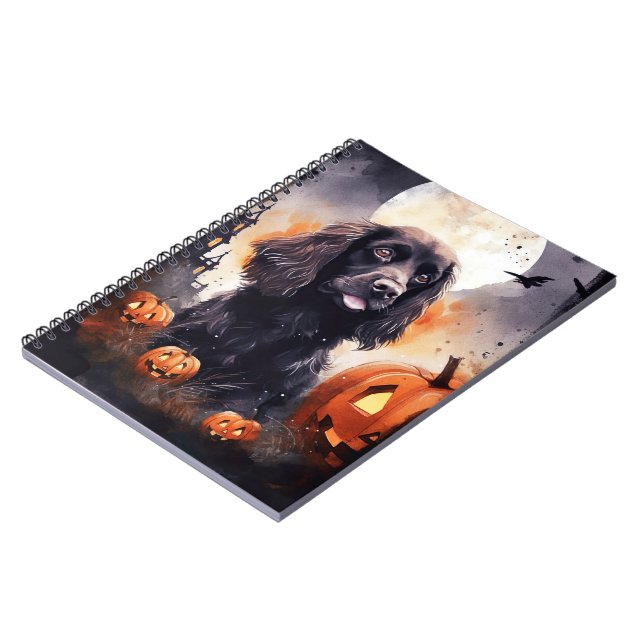 Caderno Espiral Halloween Cocker Spaniel Com Pumpkins (Left Side)