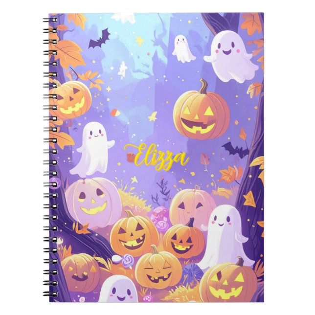 Caderno Espiral Halloween Cute Personalizável (Frente)