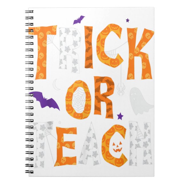Caderno Espiral Halloween De Professores De Truque Ou Ensino (Frente)
