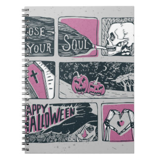 Caderno Espiral Halloween dos quadrinhos: Ilustração divertida