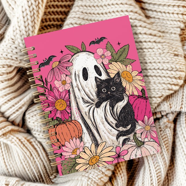 Caderno Espiral Halloween Ghost Cat iPhone / iPad case (Criador carregado)