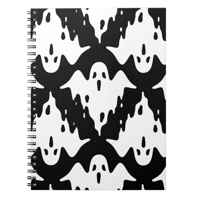 Caderno Espiral Halloween Ghost Spooky Sem Olhos Padrão (Frente)